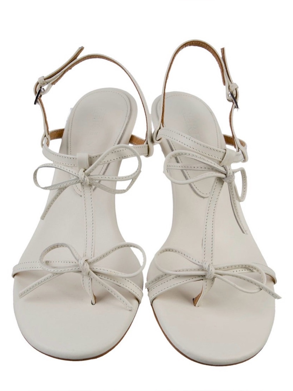 Reiki Nen  Ivory Bow-Strap Slingback Sandals